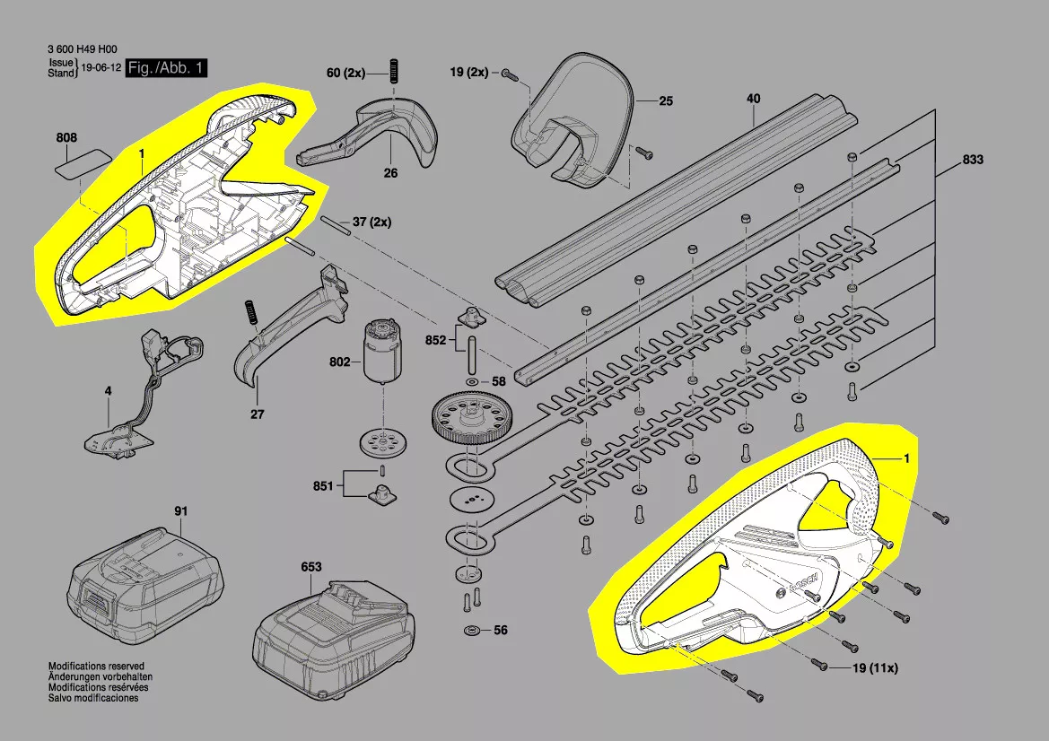 Boîtier réf. 1 605 108 2K2 pour taille-haie Bosch